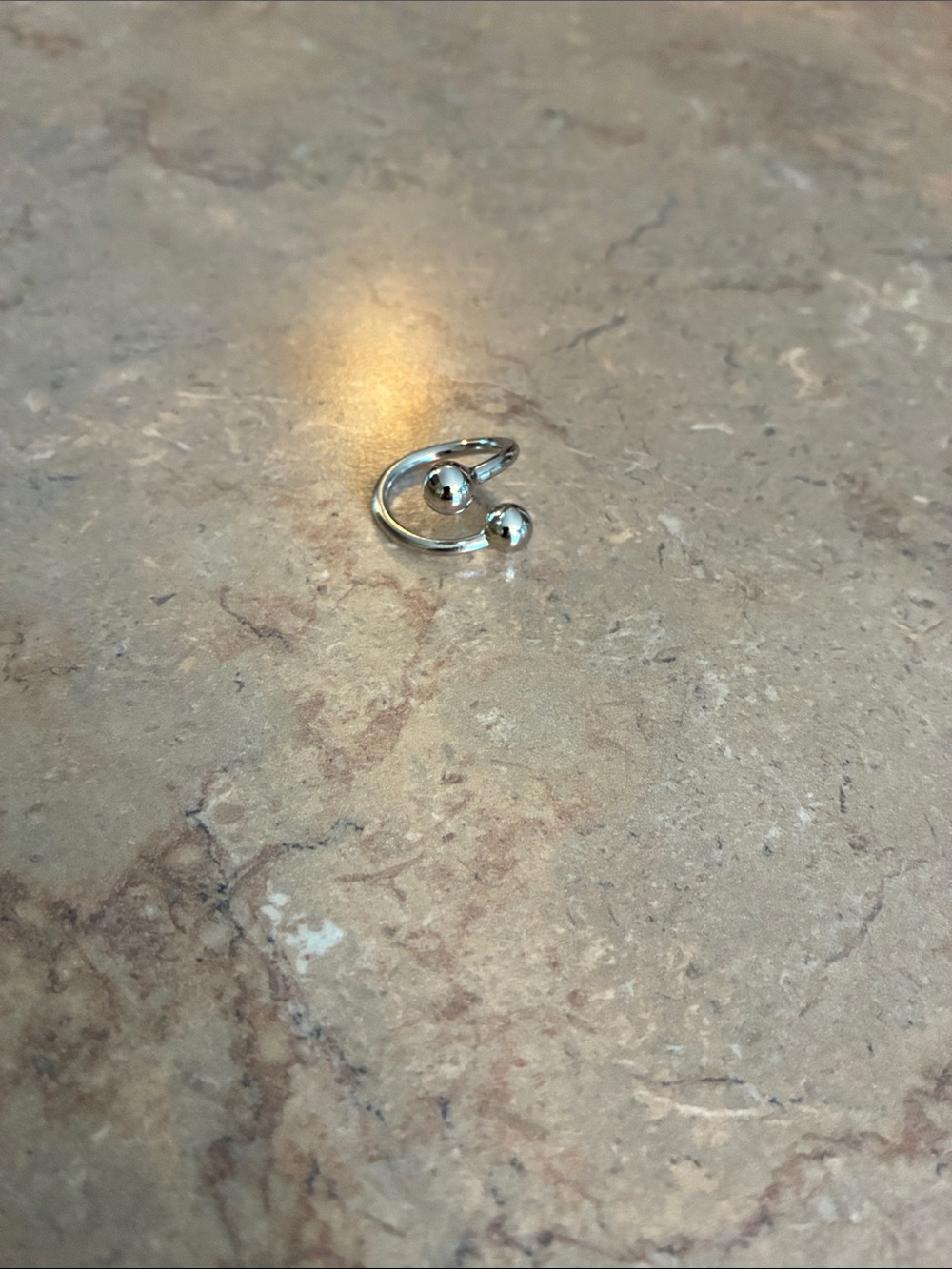 Open Band Double Ball Ring in Silver